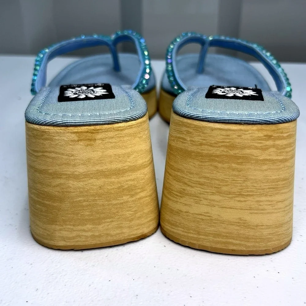 Yellow Box Yeah Blue Beaded Women Platform Chunky Size 7.5 NWB Y2K - Picture 7 of 10
